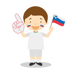 National sport team fan from Slovenia with flag and glove Vector Illustration