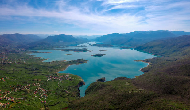 Aerial view of Rama lake or Ramsko jezero , Bosnia and Herzegovina