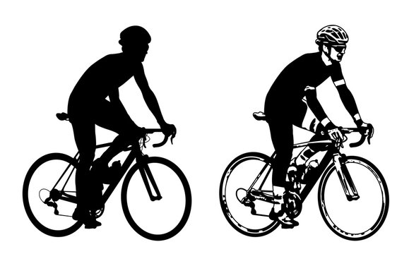 .bicyclist sketch illustration and silhouette