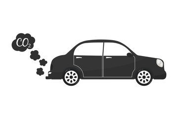 car exhaust, co2, smoke, isolated icon on white background, auto service.