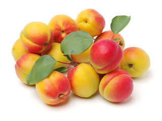 Fresh cut apricot fruits isolated on white background, with clipping path