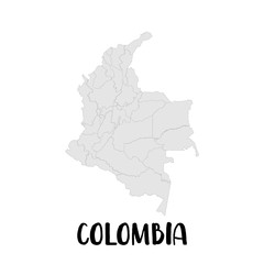 Colombia map. High detailed map of colombia on white background.