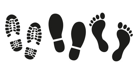 Human footprints icon set.