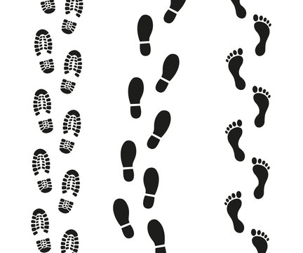 Human footprints icon set.