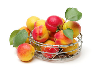 Fresh cut apricot fruits isolated on white background, with clipping path