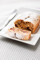 Banana cake with walnuts and dark chocolate
