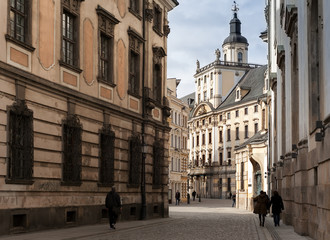 Fototapeta na wymiar View of the Mathematical Tower Of Wroclaw University