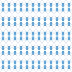 Seamless abstract geometric background with repeating pattern of blue zigzags and rhombuses on white with gradient