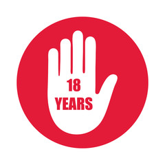 Obraz premium Vector stop under eighteen sign isolated on white.