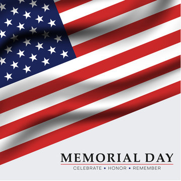 Memorial day. Greeting card with USA flag.