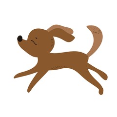 Funny cartoon dog running, color illustration in vector, cartoon character