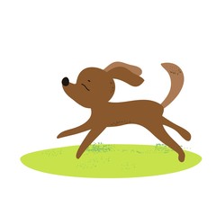 Funny cartoon dog running, color illustration in vector, cartoon character