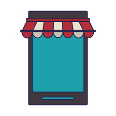 online shopping concept cartoon