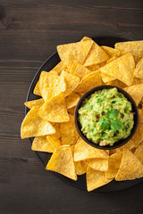mexican guacamole dip and nachos tortilla chips