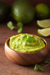 mexican guacamole dip and ingredients