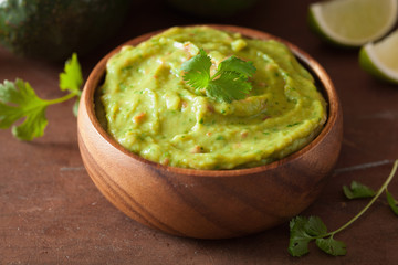 mexican guacamole dip and ingredients