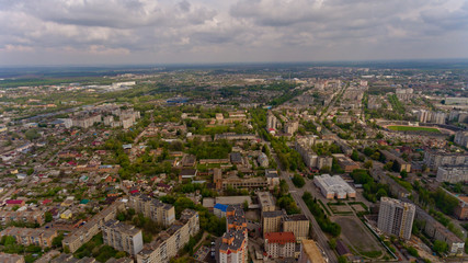 Aerial view of a European city.