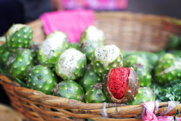 Exotic and delicious cactus fruit pitaya colourful and tasty 