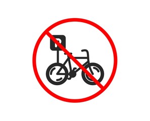 No or Stop. Bicycle parking icon. Bike park sign. Public transport place symbol. Prohibited ban stop symbol. No bicycle parking icon. Vector