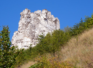 Chalk cliffs on the territory of the Divnogorsky nature reserve, Voronezh region