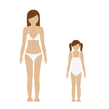 woman and girl character in underwear swimsuit vector illustration EPS10