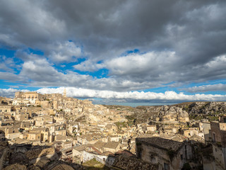 Fototapeta na wymiar Cityscape of Matera, historical town built on the stones