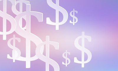 Color gradient vector background with signs of dollars.
