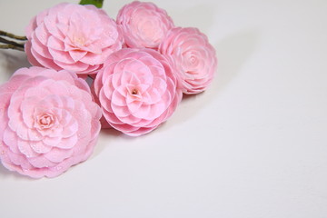 八重椿ピンク softly pink camellia bouquet 2