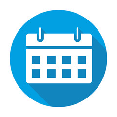 Calendar vector blue icon in modern flat style isolated. Symbol calendar is good for your web design.