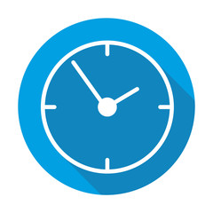 clock vector blue icon in modern flat style isolated. clock support is good for your web design.