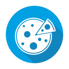 Fototapeta premium Pizza vector blue icon in modern flat style isolated. Pizza can support is good for your web design.