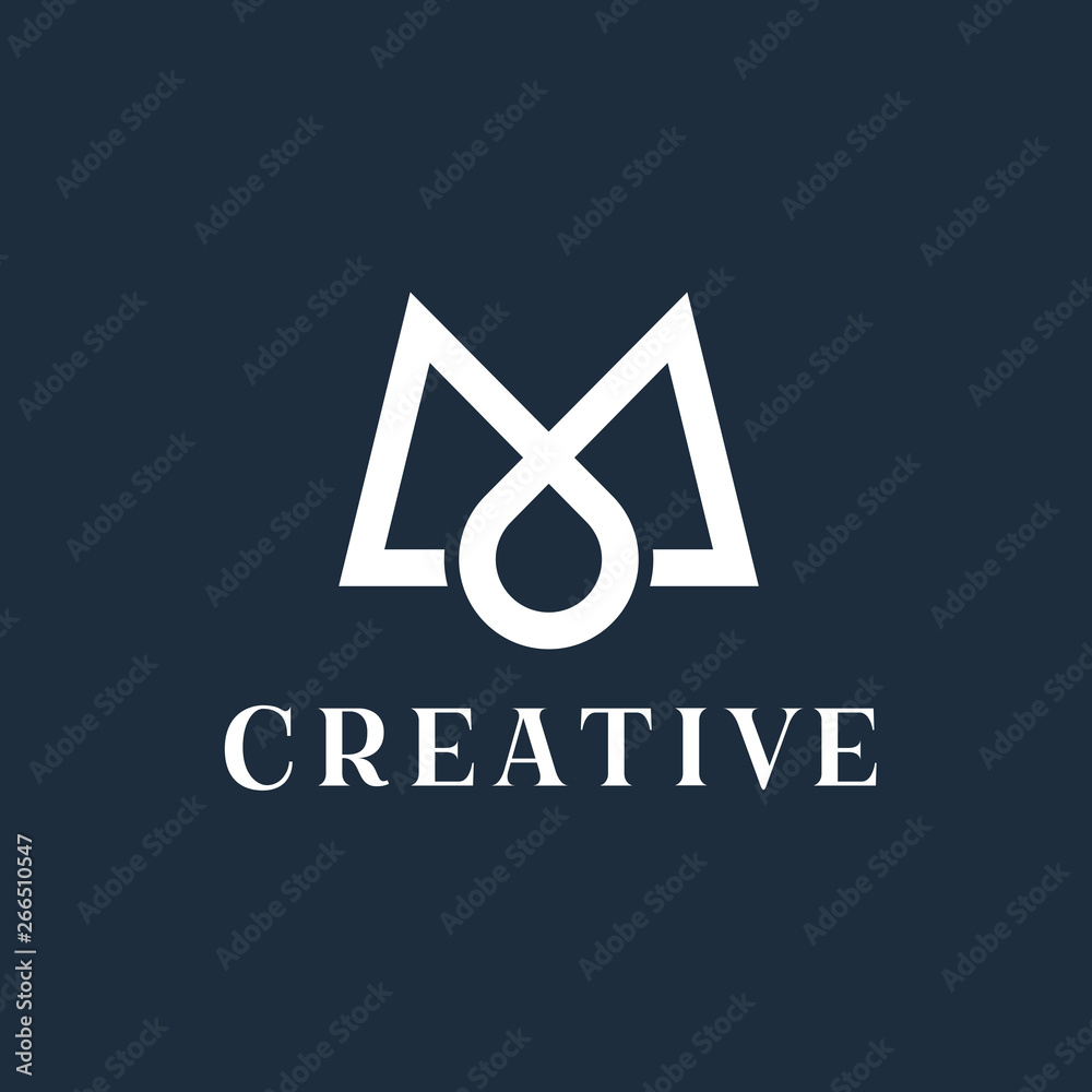 Poster letter m line logo design. linear creative minimal monochrome monogram symbol. universal elegant vec