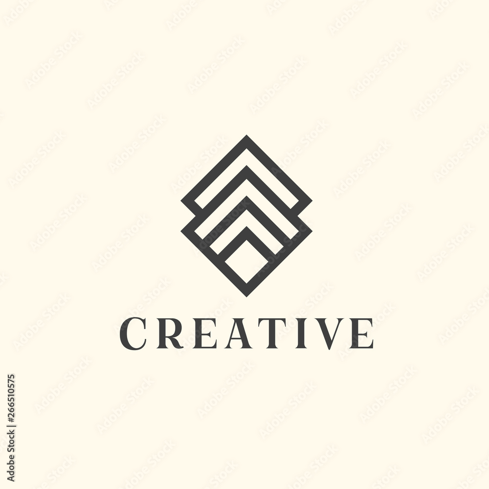 Poster linear vector logo. abstract luxury lines logotype.