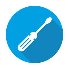 Screwdriver vector blue icon in modern flat style isolated. Screwdriver can support is good for your web design.