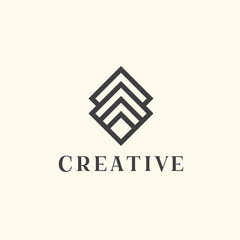 linear vector logo. Abstract luxury lines logotype.