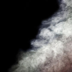 Square flow of steam on a black background
