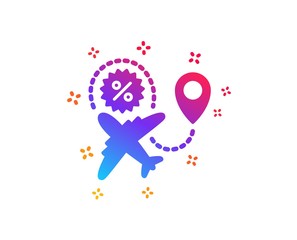 Flight sale icon. Shopping discount sign. Clearance symbol. Dynamic shapes. Gradient design flight sale icon. Classic style. Vector