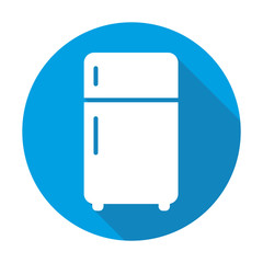 Fridge vector blue icon in modern flat style isolated. Fridge can support is good for your web design.