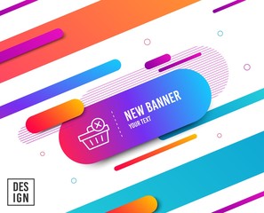 Remove Shopping cart line icon. Online buying sign. Supermarket basket symbol. Diagonal abstract banner. Linear delete purchase icon. Geometric line shapes. Vector