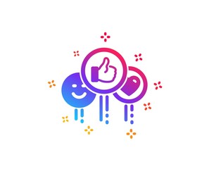 Fototapeta na wymiar Social media like icon. Thumbs up sign. Positive smile and heart feedback symbol. Dynamic shapes. Gradient design like icon. Classic style. Vector