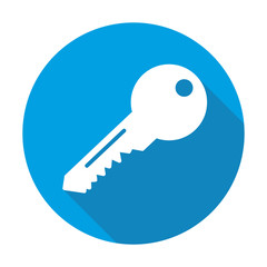 Key vector blue icon in modern flat style isolated. Key can support is good for your web design.