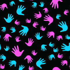 Seamless vector EPS 10 pattern with hands. Teamwork concept