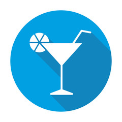 Cocktail vector blue icon in modern flat style isolated. Cocktail can support is good for your web design.