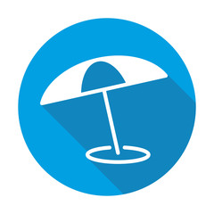 Parasol vector blue icon in modern flat style isolated. Parasol can support is good for your web design.