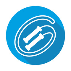 Jump rope vector blue icon in modern flat style isolated. Jump rope can support is good for your web design.