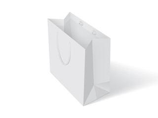 white paper bag on white background mock up