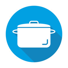 Pot vector blue icon in modern flat style isolated. Pot can support is good for your web design.