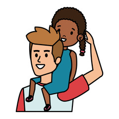 father with afro daughter characters