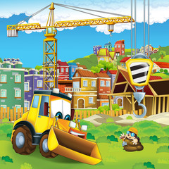 Plakat cartoon scene of construction site for different usage illustration for children