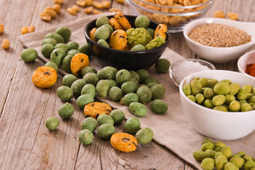 Wasabi coated peanuts. 